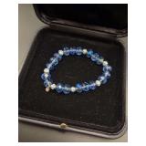Blue Crystal and Silver Rhinestone Bracelet