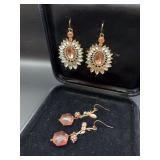 Pair of Lovely Pink Gem Statement Earrings
