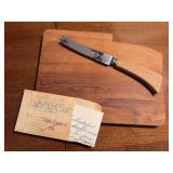 Really Neat English Galatix Hand Made Burma Teak Wooden Cutting Board and Knife