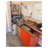 Workshop Table, Saw, Sander, Mini Compressor, Bookshelf, Hardware and More!!