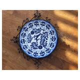 Talavera Pueblo Mexico Blue and White Plate and Wall Hanger