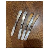 Victorian Silver Mother of Pearl Butter Knives