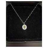Sterling Silver Oval Cut Peridot Pendant with Sterling Chain