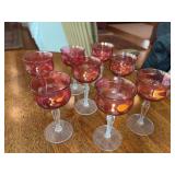 Gorgeous Etched Cranberry Champagne Glasses