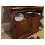 Wooden TV Stand and Cabinet w/ Electronics