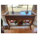 Unique Rattan Console Table with Burl Top