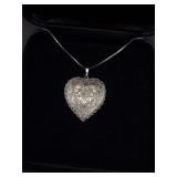 Vintage SS Heart Locket Pendant 14KT Necklace