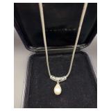 SS Rope Snake Chain Pendant Pearl Necklace