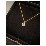 14KT Emerald and Diamond Halo Pendant and Necklace