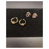 Gold Love Knot and Purple Knot Earrings