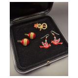 Gold and Silver CHRISTMAS Earrings and Brooch