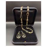 Ann Klein Gold Multi-Stone Necklace and Drop Earrings