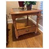 Solid Oak Glass Accent Table