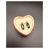 Gold Saphire and Rhinestone Earrings