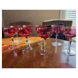 A Must! Etched Vintage Cranberry Red Wine Glasses