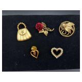 Assortment of Gold Brooches