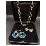 Silver Statement Necklace and Earrings