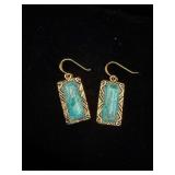 Barse Thai Turquoise and Golden Earrings
