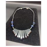 Really Neat Hematite, Lapis Lazuli and Metal Statement Necklace