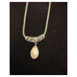 SS Rope Snake Chain Pendant Pearl Necklace