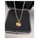 Gold Crystal Rosary-Style Beaded Necklace