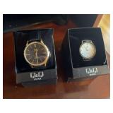 Pair of Q&Q Men’s Quartz Watched w/Leather Strap