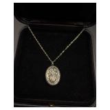 Franklin Mint Christmas Rose SS Pendant Necklace