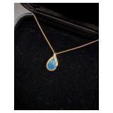 10KT Yellow Gold Opal Doublet and Diamond Necklace