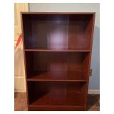 Wood cherry finish bookcase…..27-3/4 x 11-1/2 x 43-3/4 tall