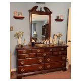 Nice Kincaid solid wood cherry 9- drawer dresser and mirror…..60 x 18-1/4 x 33 tall…..mirror measures 37 x 45-1/2 tall