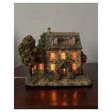Thomas Kinkade Lamplight Hawthorne Village Collection “Stonebrooke Inn” lighted cottage…..7-1/2 x 6” tall…..working condition