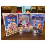 (3) Walt Disney Masterpiece VHS Tapes…..Dumbo (seal unbroken), Sleeping Beauty (fully restored limited edition) and The Lion King