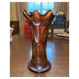 Vintage Marigold Thumbprint Carnival Glass Vase…..7-1/2” tall