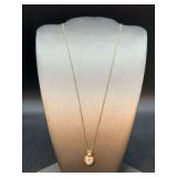 Gold tone over sterling chain with gold tone over sterling pendant with CZ stones