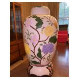 Gorgeous handcrafted ceramic lidded urn with stand…..16” tall