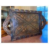 Wooden Tramp Art Serving Tray with glass bottom overlay…21–/2 x 13 x 1