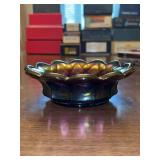 Fenton Quilted Design Amethyst Carnival Glass Bowl in Grape Pattern…..6-1/2”D x 2-1/4” tall