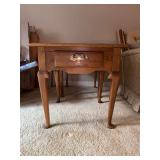 Ethan Allen Queen Anne Style Heirloom Solid Nutmeg Maple single drawer end table….23-1/2” square x 22-1/2” tall