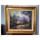 Authentic Thomas Kinkade “Moonlight Cottage - Places in the Heart III” limited edition oil on canvas print (92/530) with Fine Art Ownership Portfolio/COA…..32 x 28