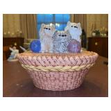Very cute handcrafted ceramic cats on basket design cookie jar…..10-3/4 x 7-1/2 x 8-1/2 tall