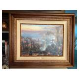 Authentic Thomas Kinkade “San Francisco, Lombard Street” limited edition oil on canvas print (1882/3450) with original receipt (COA not found but authenticity brass plate on back)…..in gorgeous 