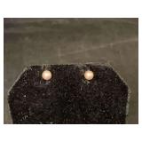 Pair of 14K gold dainty pearl earrings…..both the backs and posts are marked…..too lightweight to measure grams