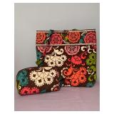 Great looking Vera Bradley tote with matching cosmetic bag