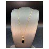 Elegant Accents by Hallmark Cards gold-tone chain with oval 12K GF pendant and black onyx-like stone