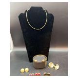 Nice grouping of gold tone costume jewelry…..all earrings are post-back
