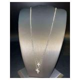 Elegant and delicate double strand sterling chain necklace with tiny sterling crosses and rhinestones…..2 grams
