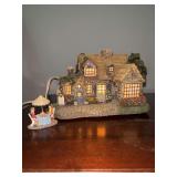 Thomas Kinkade Lamplight Hawthorne Village Collection “Lamplight Yea Room” lighted cottage…..7 x 5-1/2” tall…..working condition…..sculpture A6212