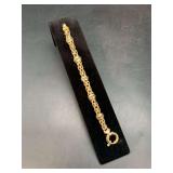 Sterling Silver Gold Tone Link Bracelet with deep blue stones…..6-1/2” and 16 grams