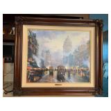 Authentic Thomas Kinkade “San Francisco, Market Street” limited edition oil on canvas print (1676/7509) with Fine Art Ownership Portfolio/COA…..framed in beautiful carved mahogany frame…..31 x