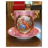 Victoria Carlsbad Porcelain Jar and Saucer….research indicates it was used to hold jelly/jam jars or milk cans, as it was not common to just set jars/cans out on the table